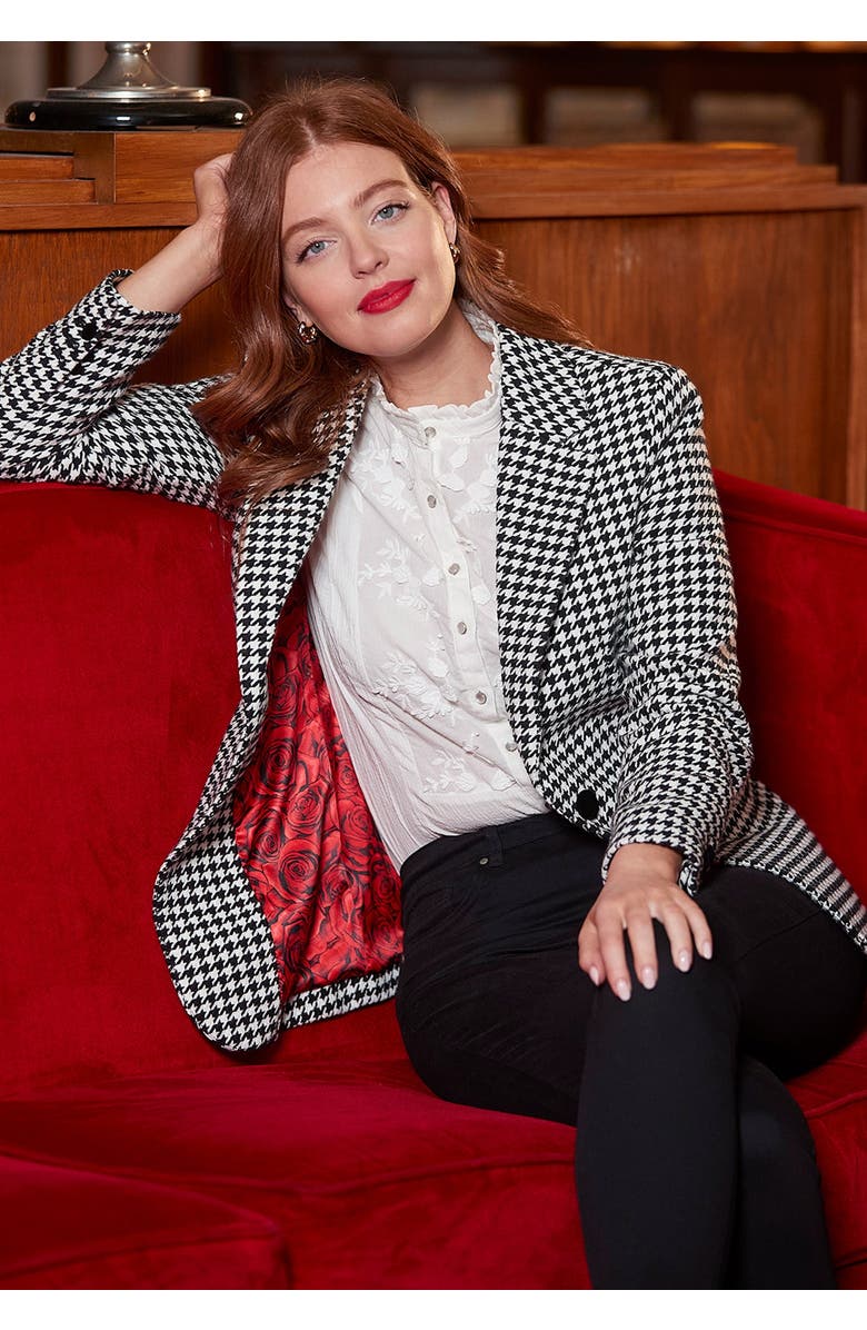 Joe Browns Notch Lapel Blazer, Alternate, color, Black Mini Houndstooth