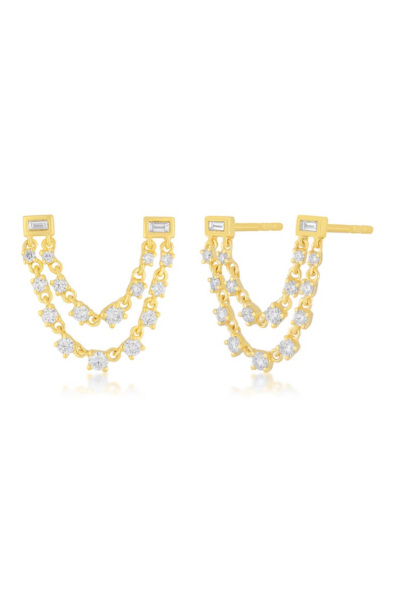 Diamond Chain Double Stud Earrings, Main, color, YLWGOLD