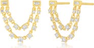 EF Collection Diamond Chain Double Stud Earrings