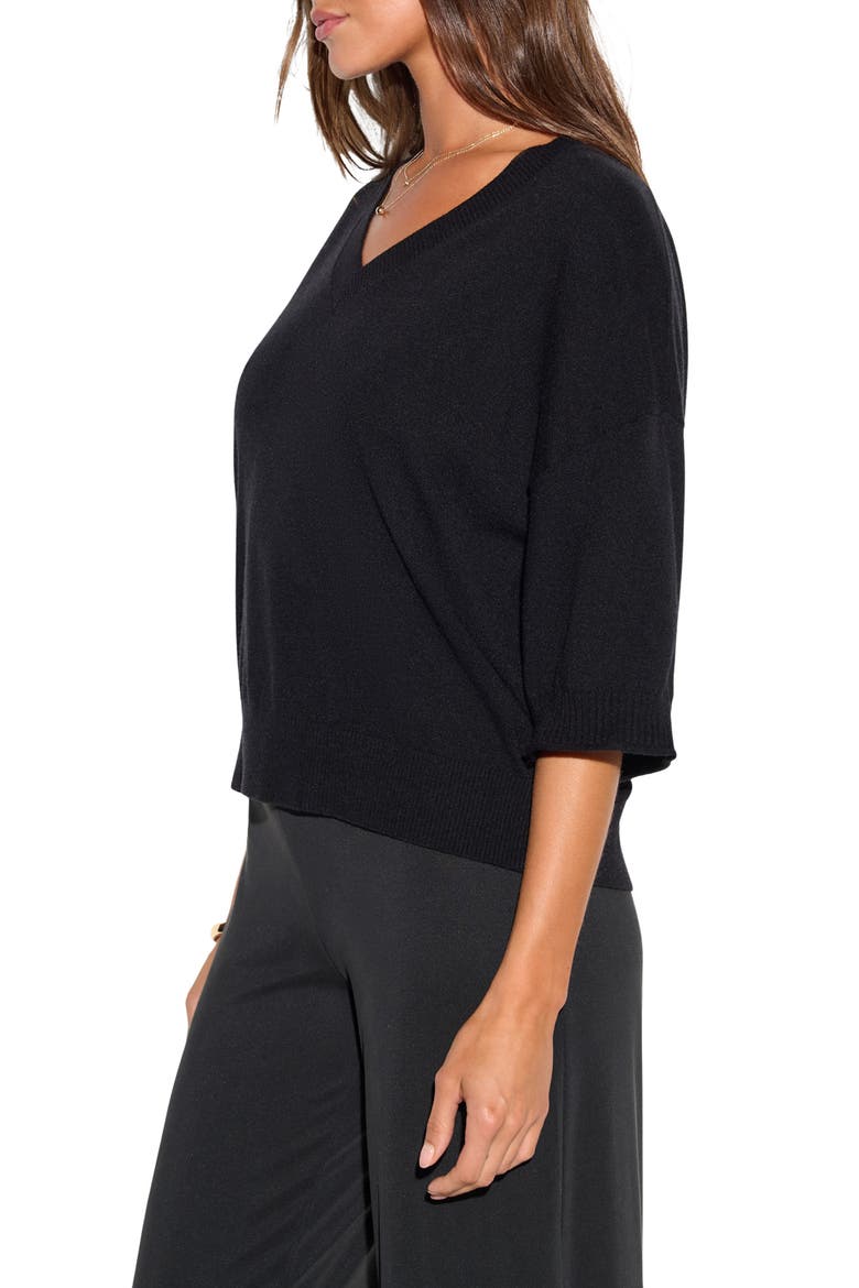 Cosmic Veil Bailey V Neck Sweater, Alternate, color, BLACK