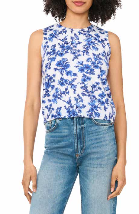 CeCe Floral Sleeveless Sweater