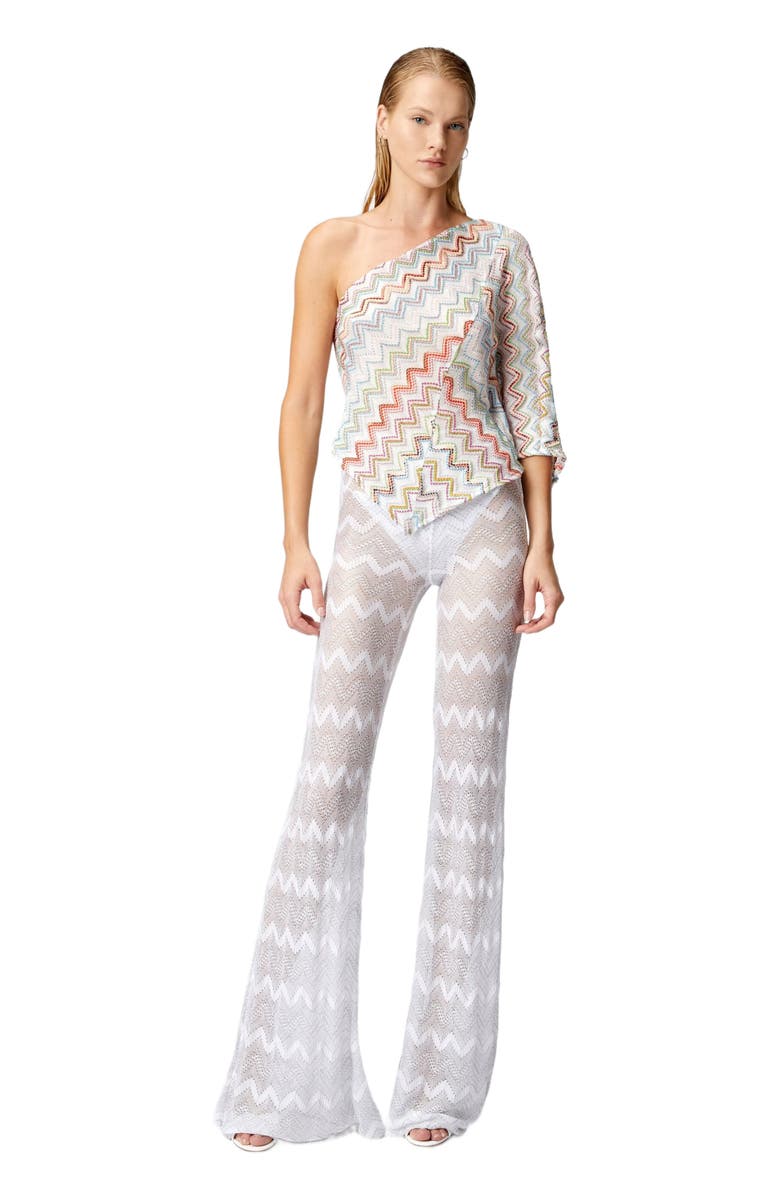 Missoni One-shoulder Top With 3d Lamé Zig Zag And Wide Sleeves, Main, color, Multicoloured