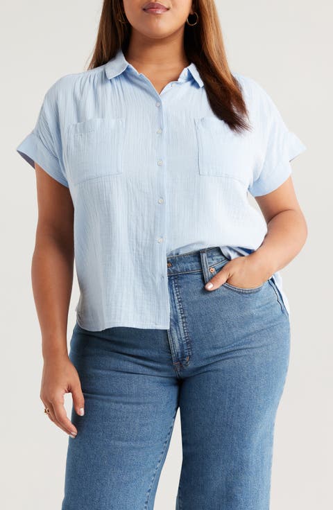 Cotton Gauze Button-Up Shirt