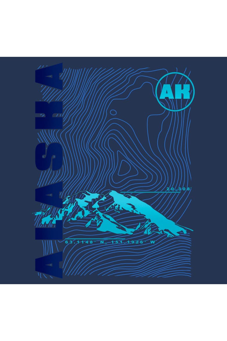 Men's Lost Gods Alaska Coordinates Poster  Graphic T-Shirt, Alternate, color, Denim