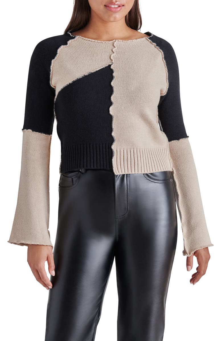 Steve Madden Rylee Colorblock Reverse Seam Sweater, Main, color, 