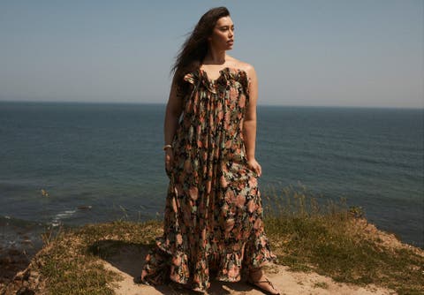 Ruffled Metallic Maxi Dress (Plus Available)