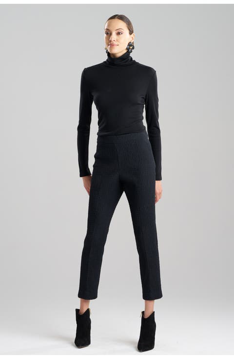 Textured Cotton Jacquard Side Zip Tapered Pant