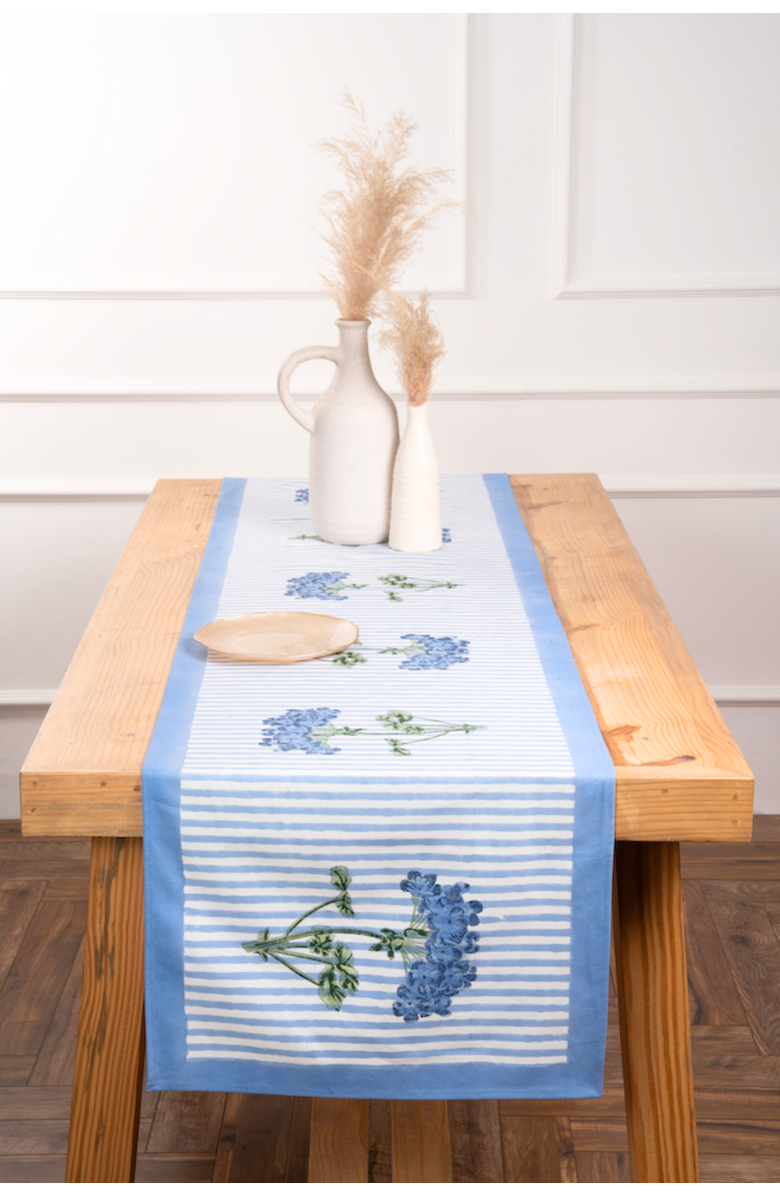 Inner Child Blue Hydrangea Tablerunner, Alternate, color, Blue