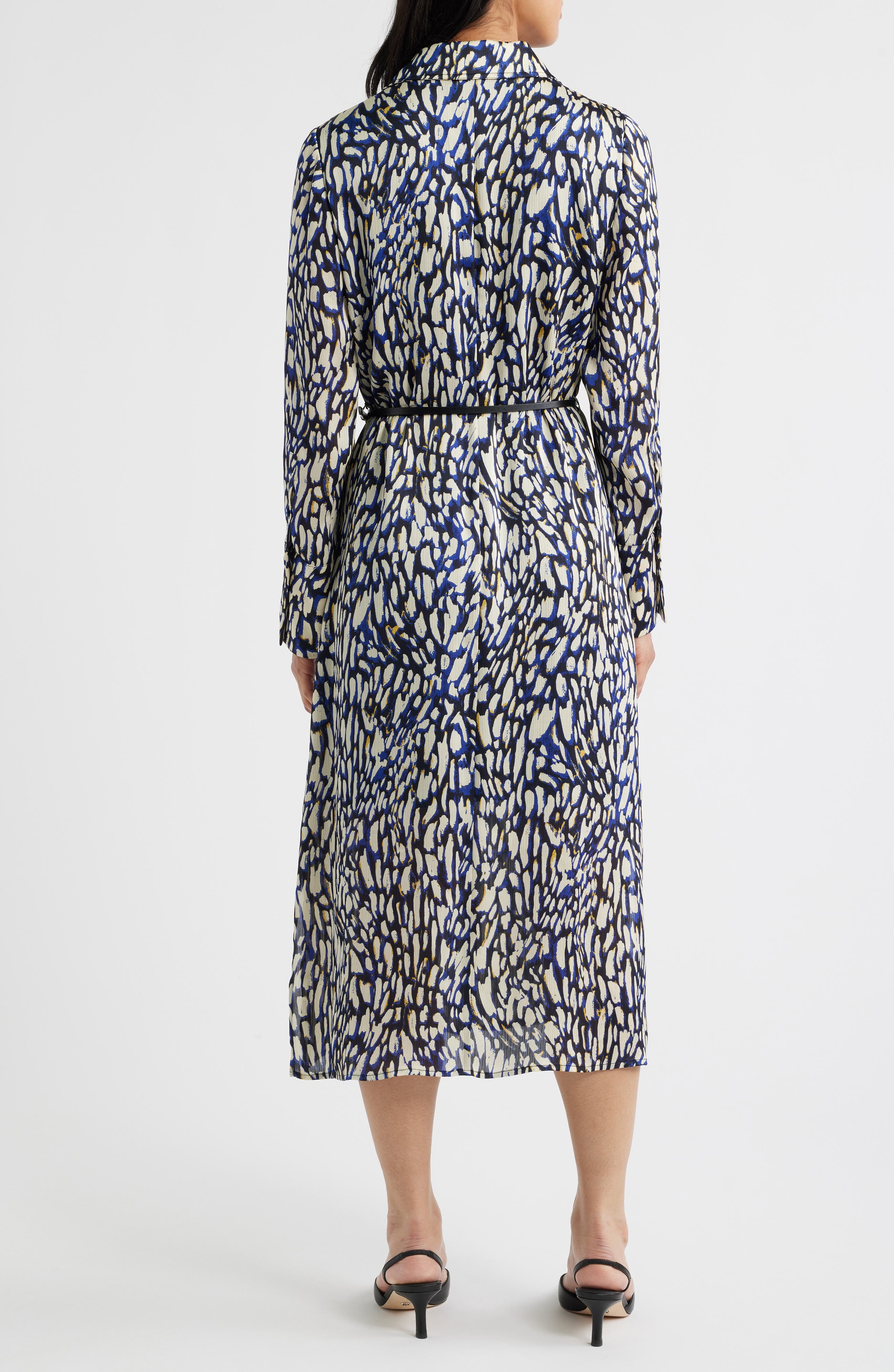Print Long Sleeve Shirtdress - image 2