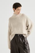 Brunello Cucinelli Cashmere turtleneck sweater with shiny zipper