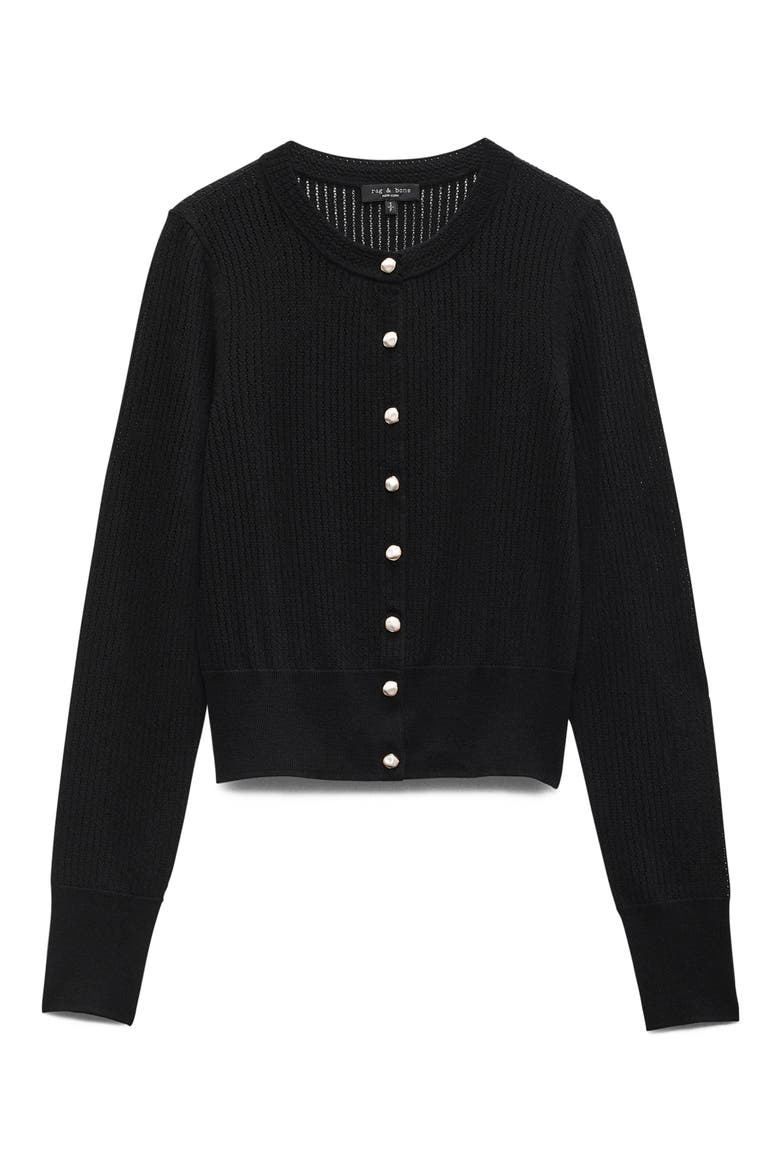 Molly Open Knit Cardigan, Alternate, color, BLACK