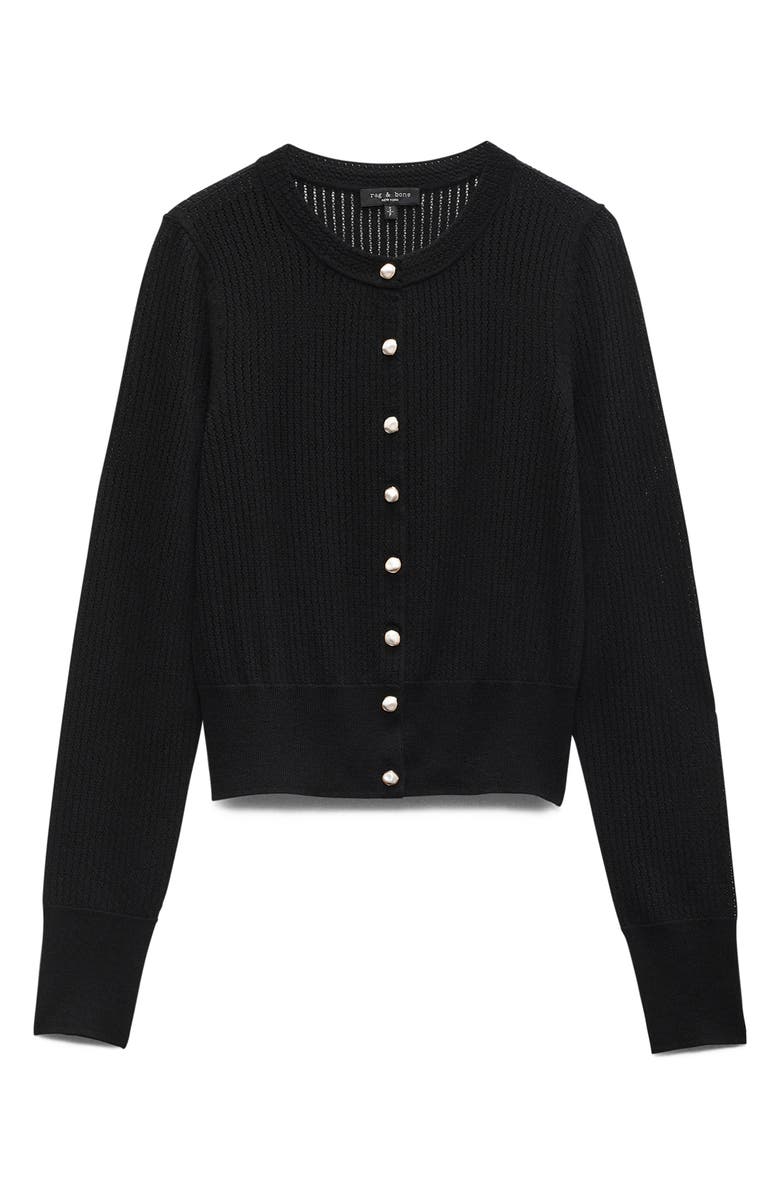rag & bone Molly Open Knit Cardigan, Alternate, color, Black