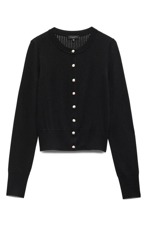 Rag & Bone Molly Pointelle Knit Cardigan In Black