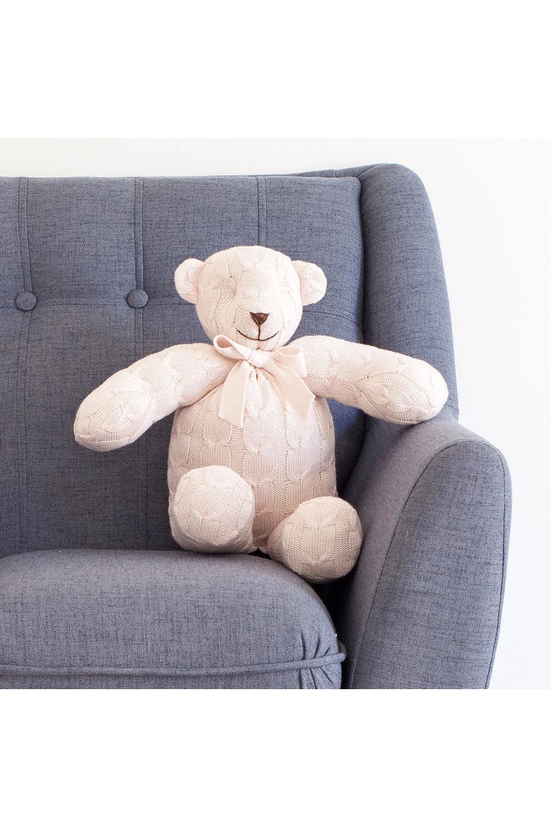 Plush Cable Knit Teddy Bear, Alternate, color, Rose