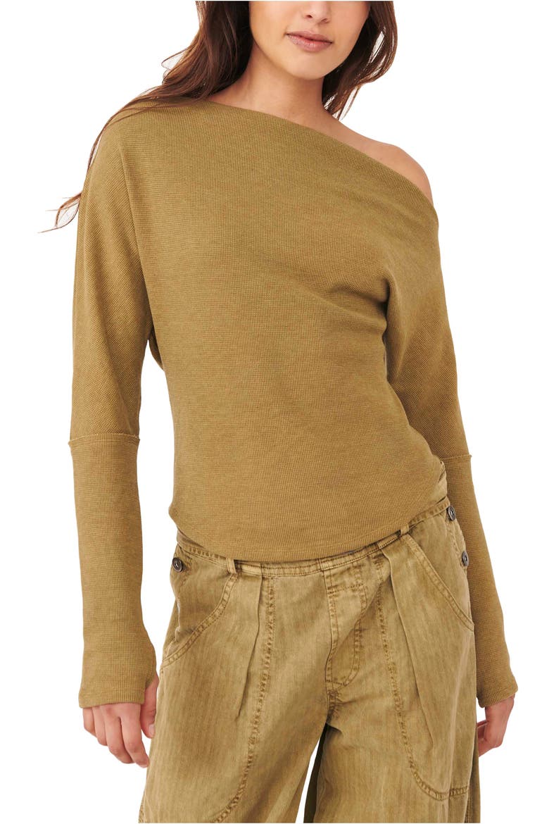 We the Free Fuji Off the Shoulder Thermal Top, Main, color, EARTH SEED