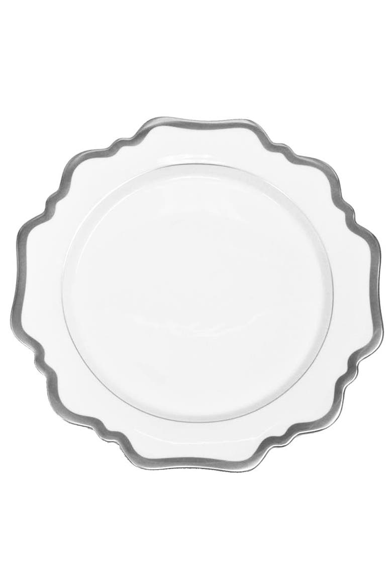 Antique Platinum Dinner Plate, Main, color, White