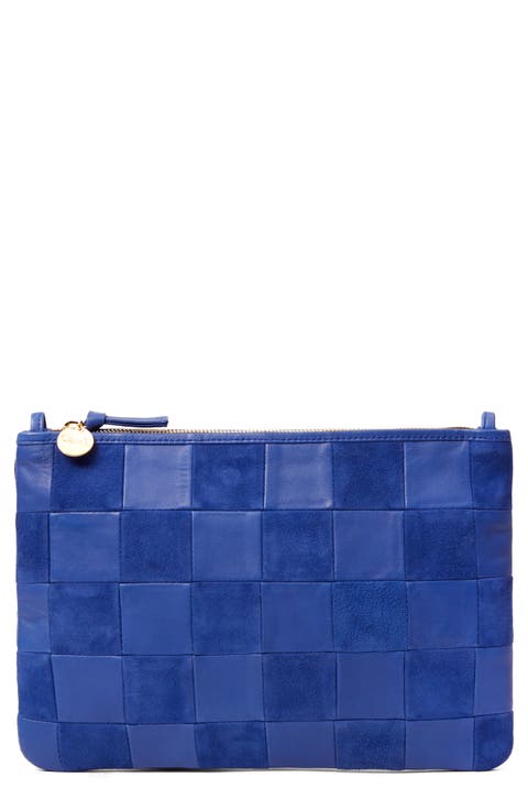 Checkered Leather Flat Clutch