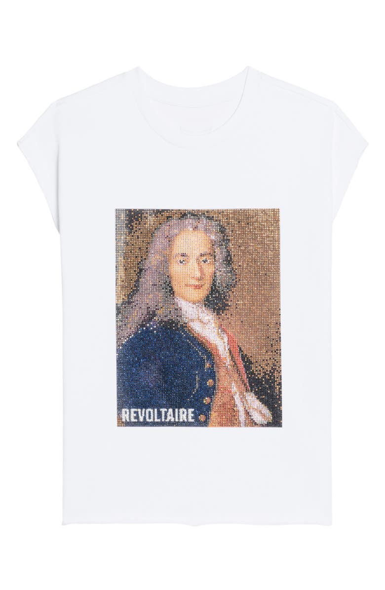 Zadig & Voltaire Cloex Crystal Embellished Voltaire T-Shirt, Alternate, color, White