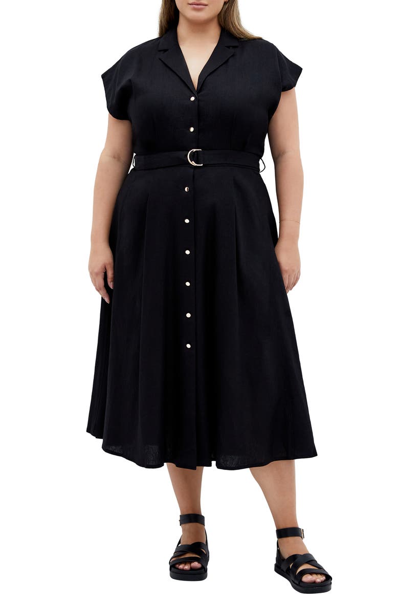 Liliana Short Sleeve Maxi Shirtdress, Main, color, BLACK