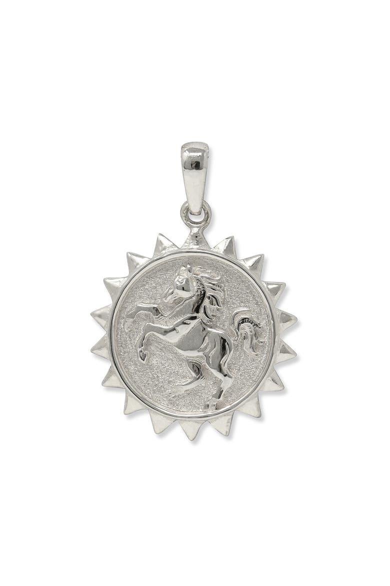 Aztec Year of the Horse Sterling Silver Medallion, Main, color, SILVER