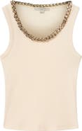AllSaints Lucy Chain Embellished Rib Knit Cotton Blend Tank