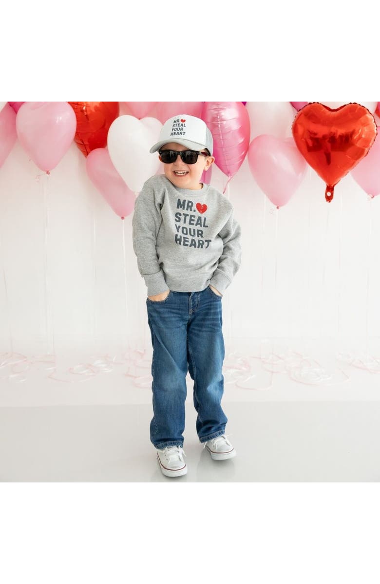 Sweet Wink Mr. Steal Your Heart Valentine
s Day Trucker Hat, Alternate, color, Gray/White