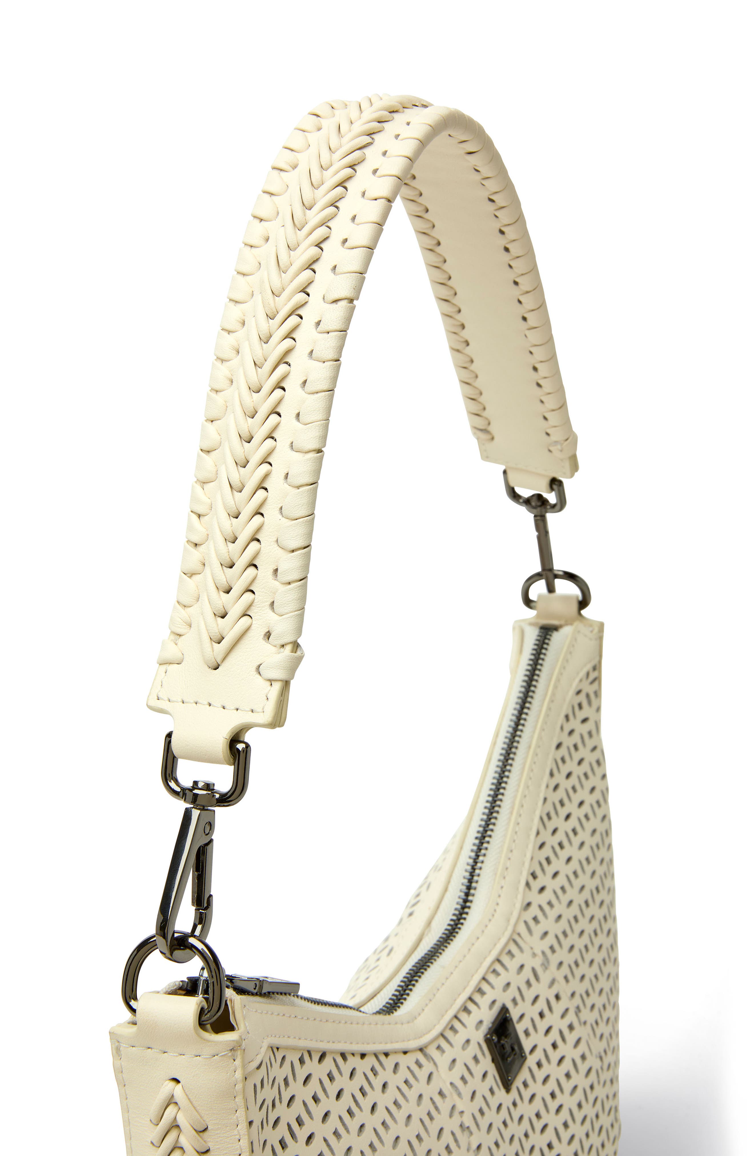 Posh Leather Shoulder Bag, Alternate, color, CREAM PERFORATED LEATHER