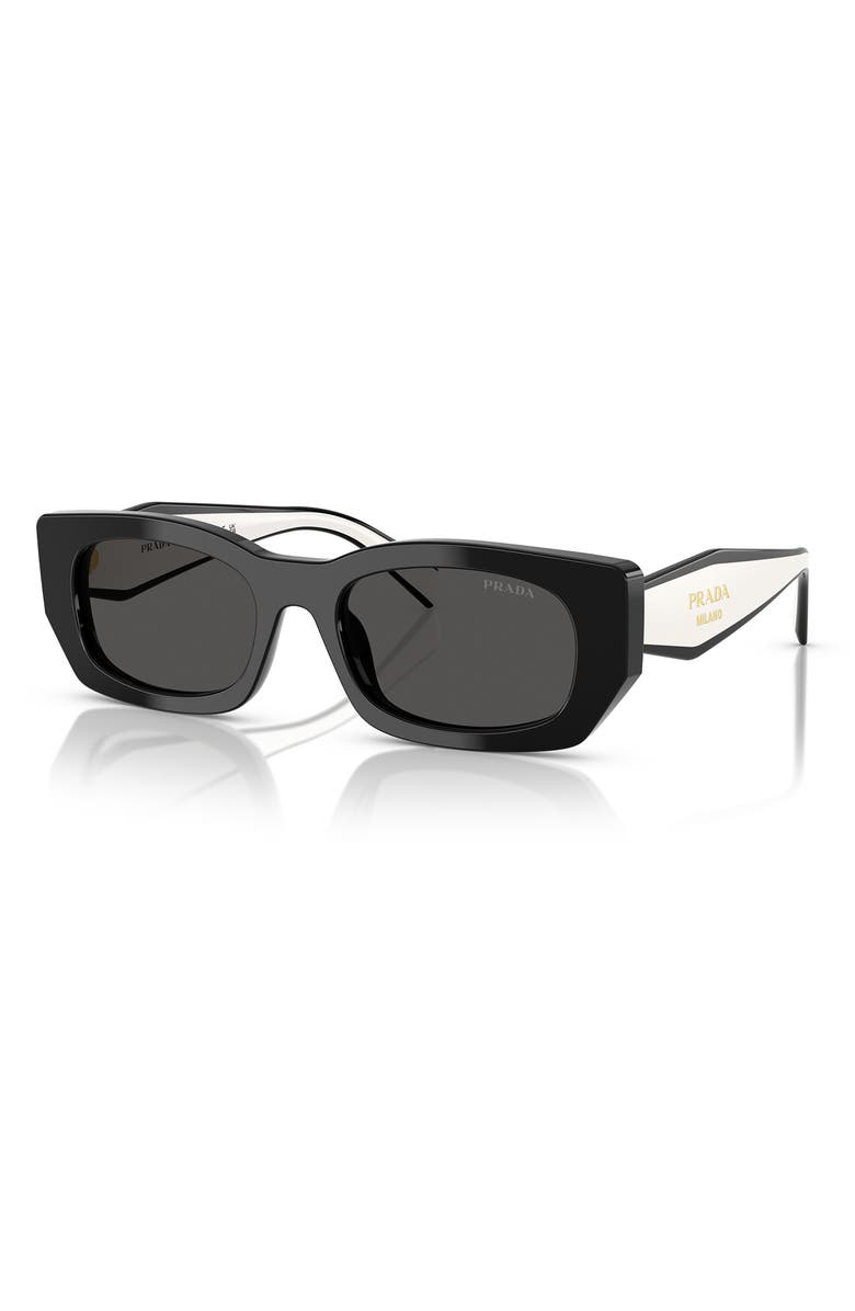 Prada 53mm Pillow Square Polarized Sunglasses, Alternate, color, Black