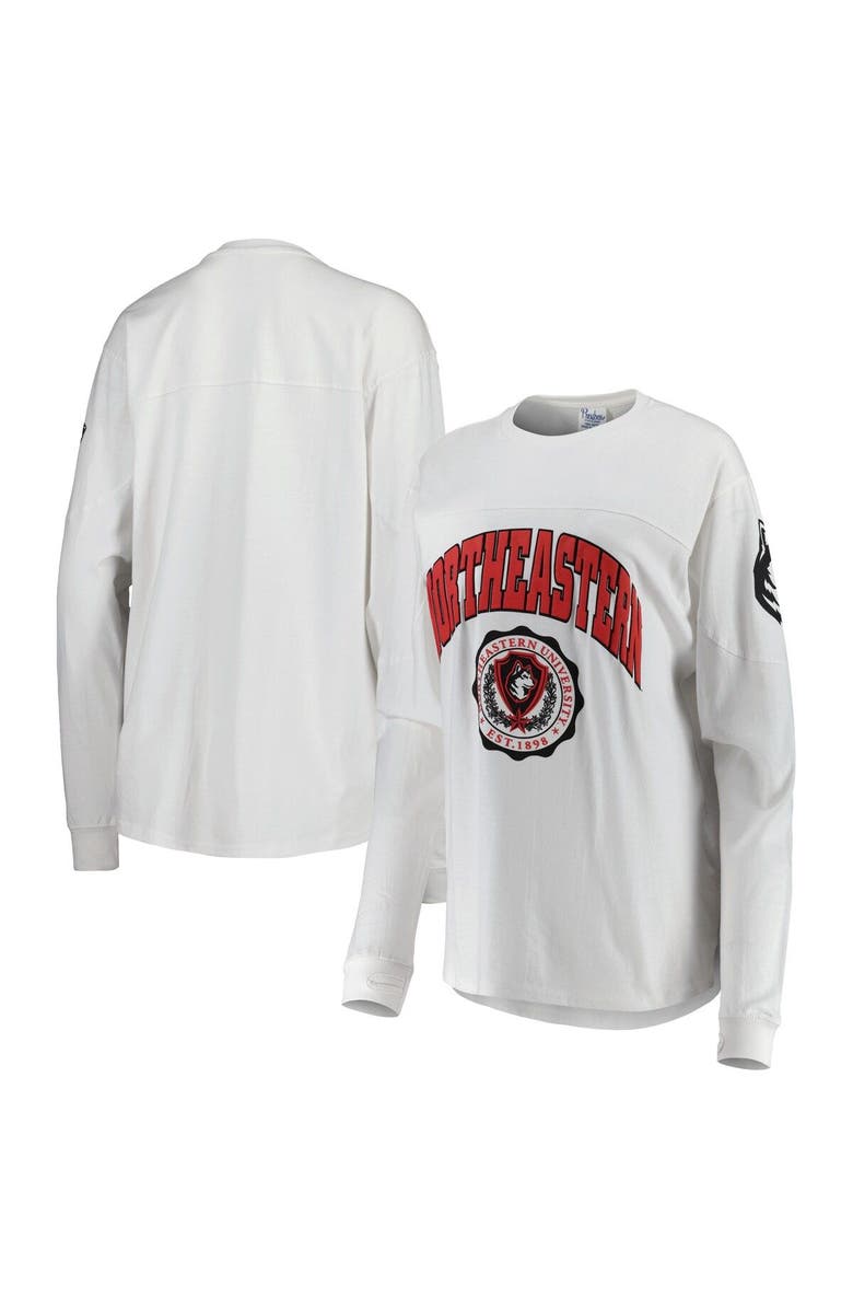 PRESSBOX Women's Pressbox White Northeastern Huskies Edith Long Sleeve T-Shirt, Main, color, White