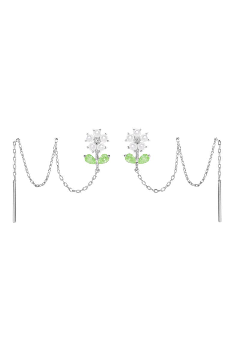 Daisy Petal Threader Earrings, Main, color, SILVER