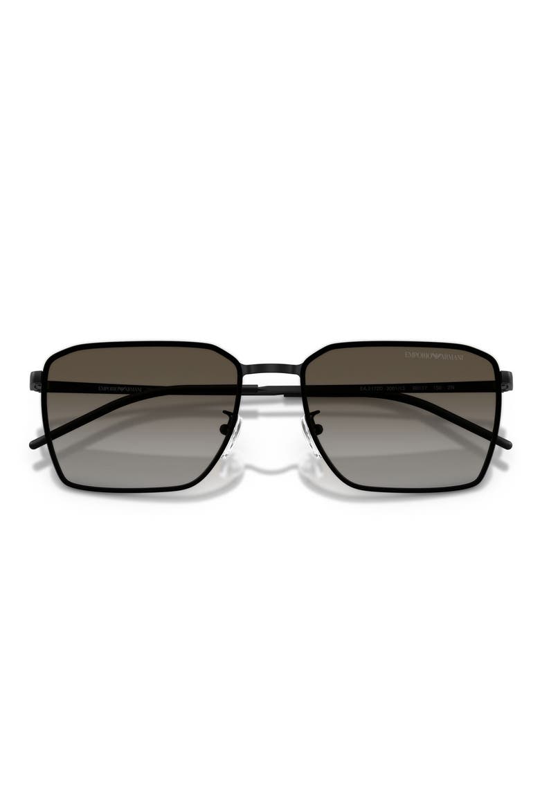 60mm Square Sunglasses, Alternate, color, MATTE BLACK / GREY BROWN