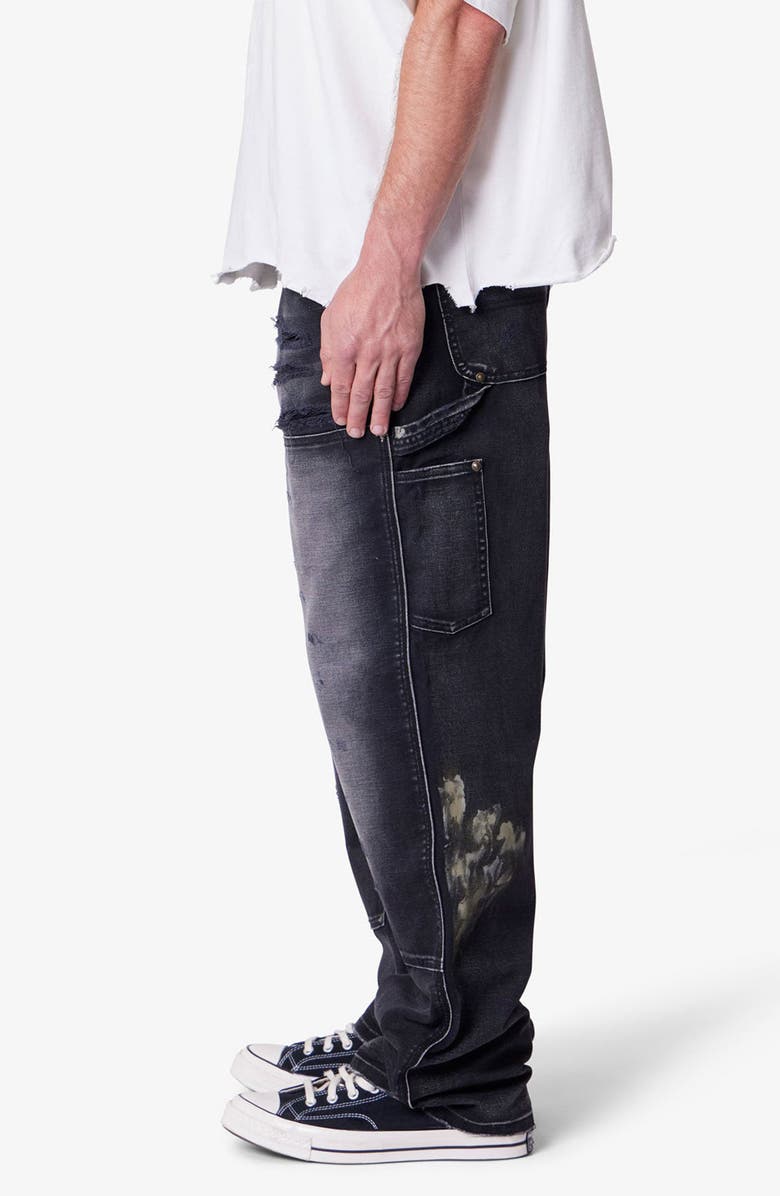mnml Baggy Fit Painted Distressed Cotton Canvas Carpenter Pants, Alternate, color, 