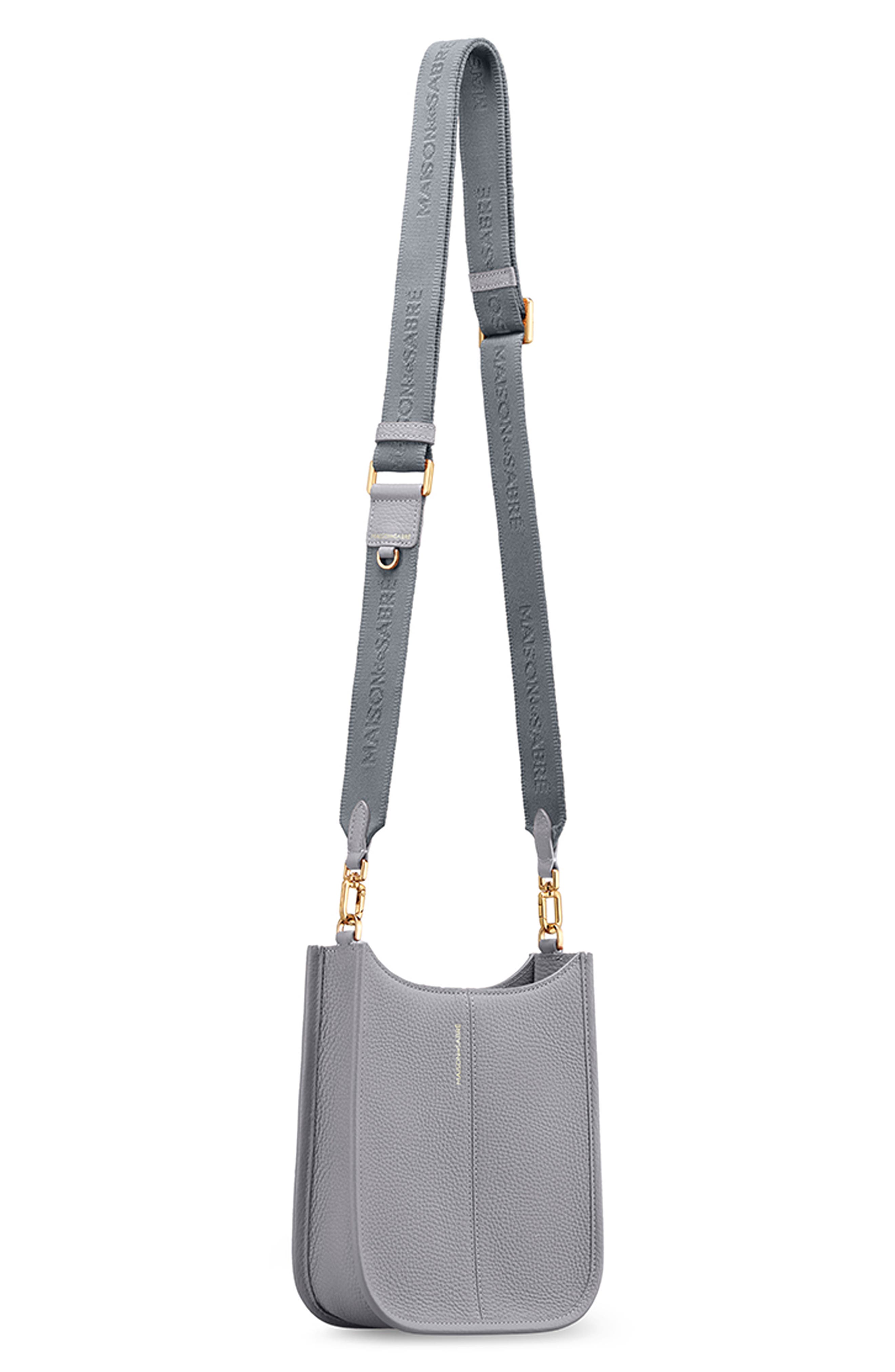 Leather Mini Saddle Bag, Alternate, color, Dove Grey