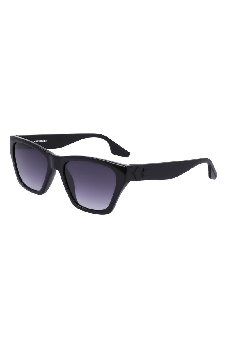 Converse Recraft 54mm Gradient Cat Eye Sunglasses, Alternate, color, Black