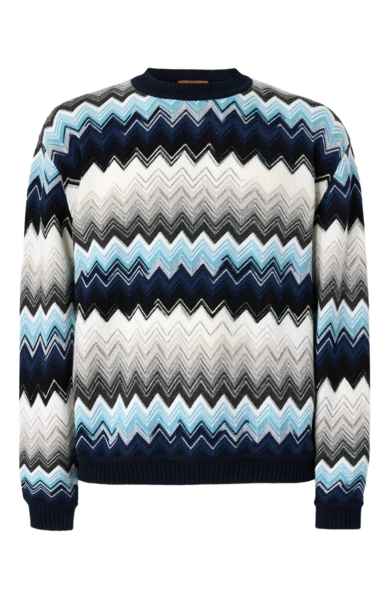 Crew Neck Sweater With Flame Zigzag Pattern - image 2