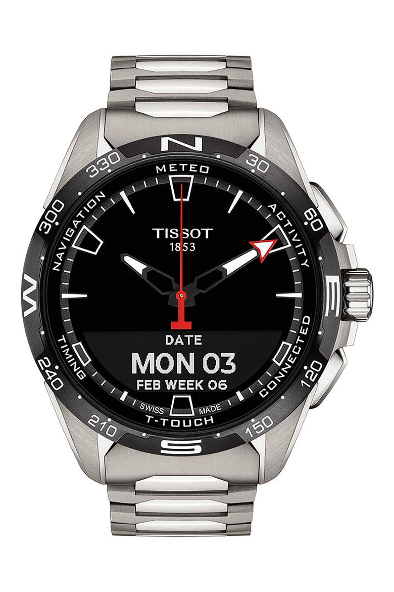 T-Touch Connect Solar Smart Bracelet Watch, 47.5mm, Alternate, color, SILVER