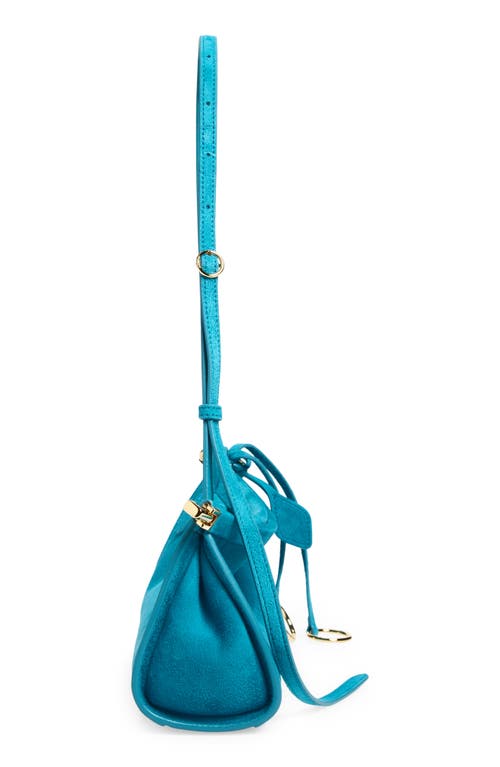 Alaïa Small Le Click East/west Suede Shoulder Bag In Blue