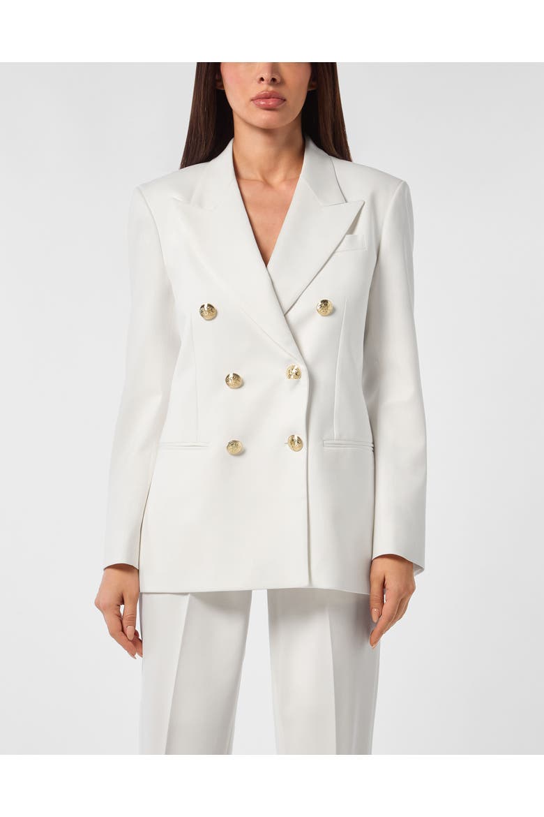 Double Breast Blazer Women, Main, color, white