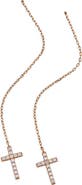 Alex and Ani Delicate Pave Cross Threader Earrings