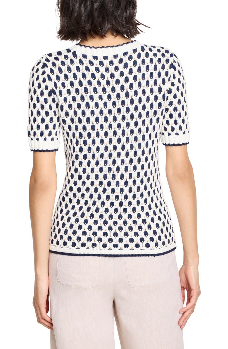 NIC+ZOE Geo Tuck Stitch Short Sleeve Sweater, Alternate, color, Indigo Multi