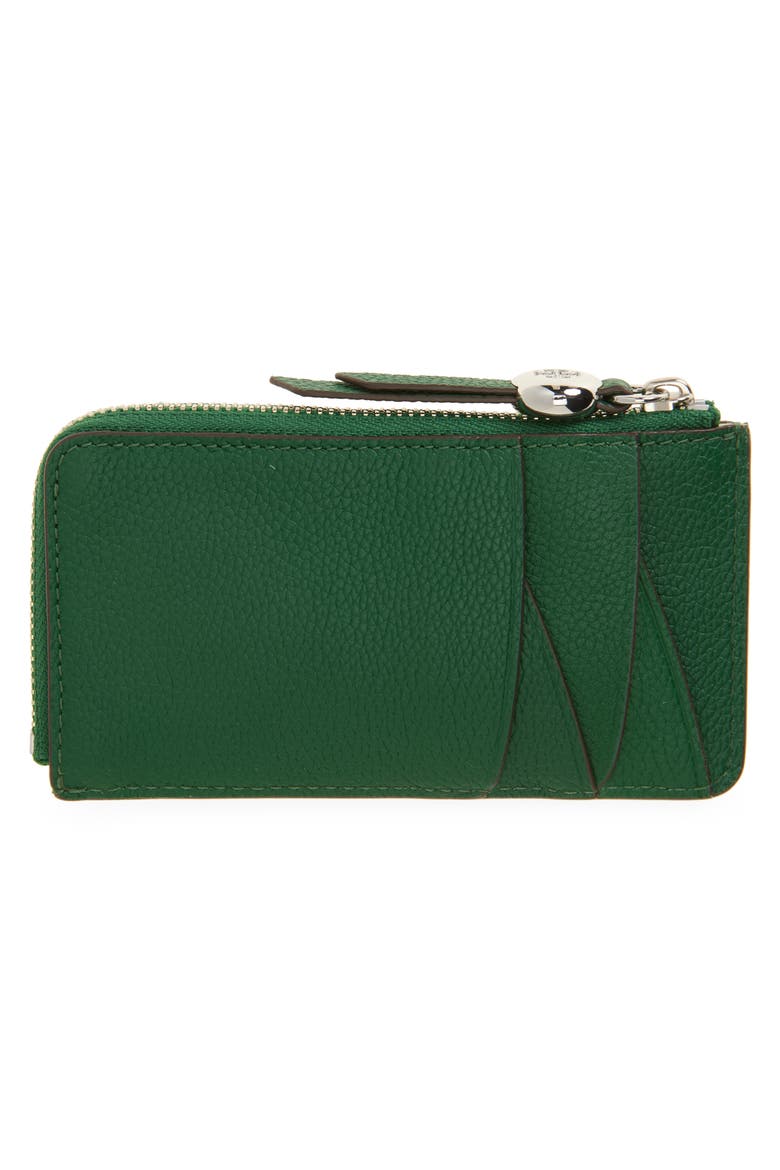 Romy Leather Zip Card Case, Alternate, color, DARK KALE