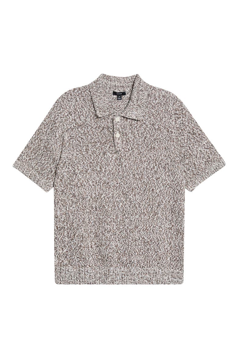Marco Marled Button Polo Sweater, Alternate, color, WHITE/ CAMEL