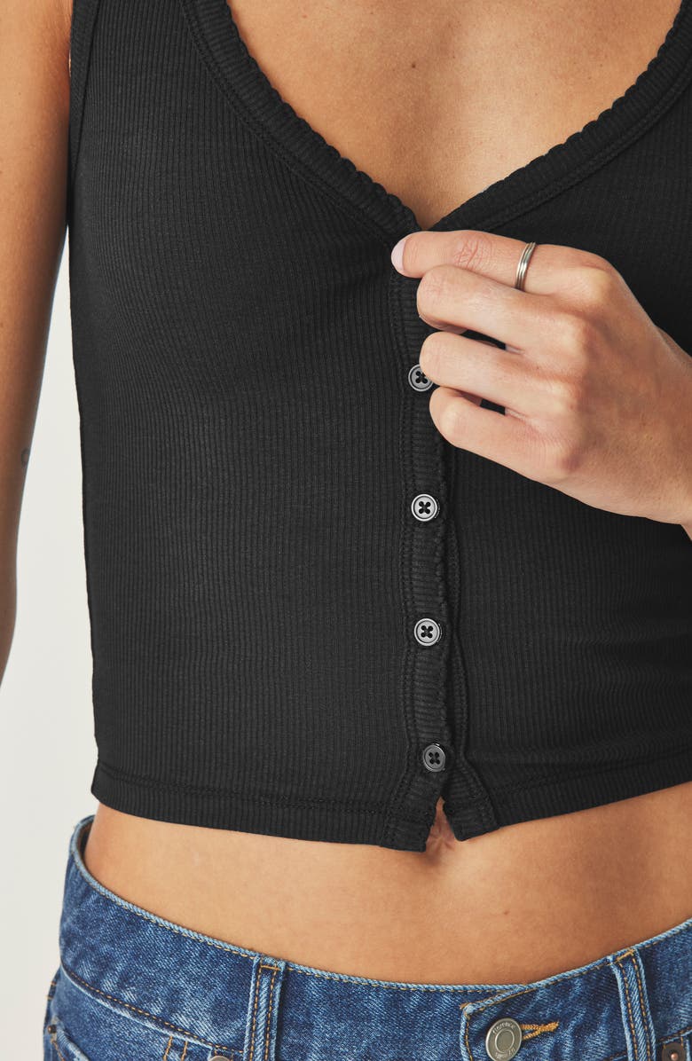 Florence by Mills Rib Button-Up Tank Top, Alternate, color, Black