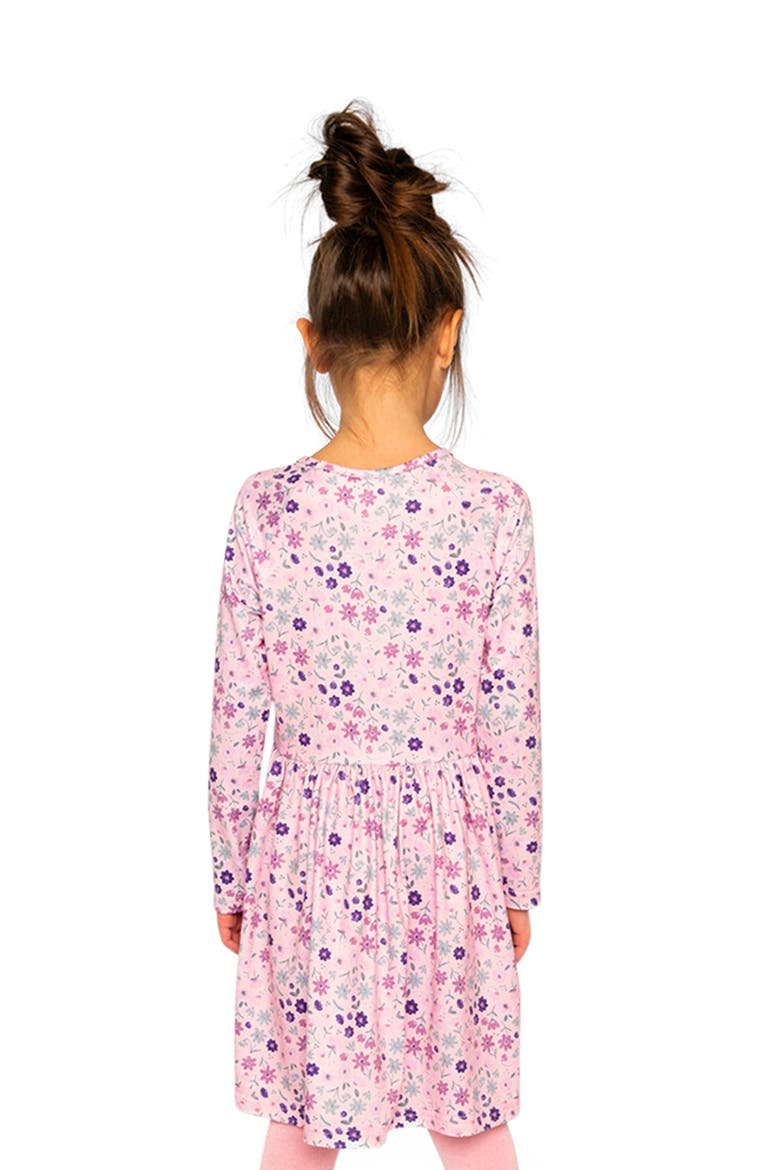 Daisies Long Raglan Sleeve Dress with Patch Pockets, Alternate, color, Pink Daisies Print
