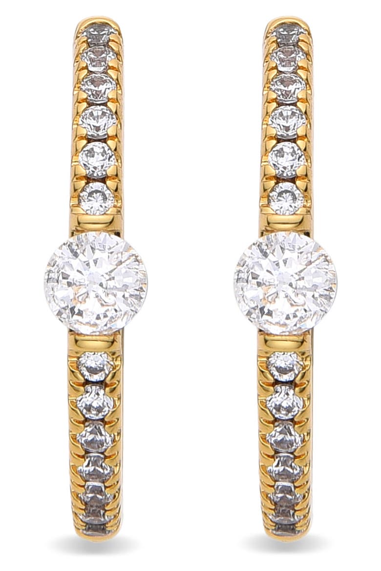 Apolline Cubic Zirconia Huggie Hoop Earrings, Alternate, color, GOLD