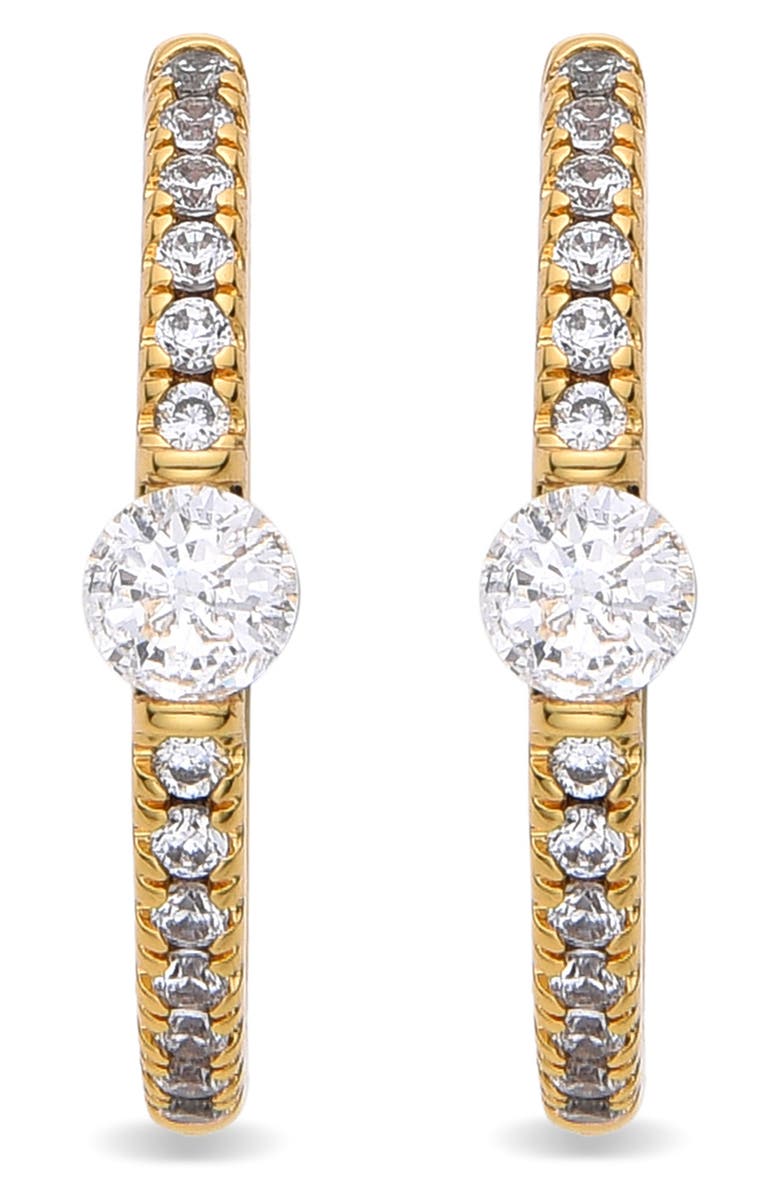 EYE CANDY LOS ANGELES Apolline Cubic Zirconia Huggie Hoop Earrings, Alternate, color, Gold