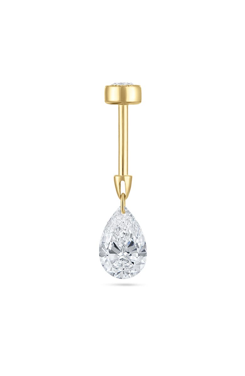 MARIA TASH Floating Pear Diamond Charm Single Threaded Stud Earring, Alternate, color, Yellow Gold