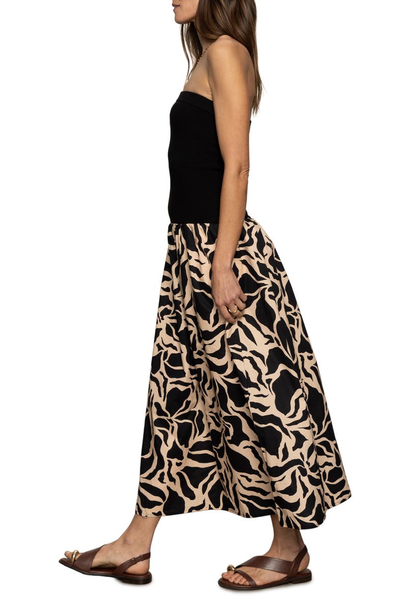 Sanctuary Meet Me At Sea Strapless MIxed Media Maxi Dress, Alternate, color, 