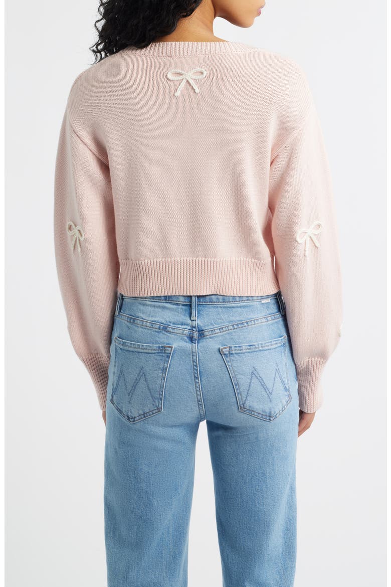 Francette Bow Cotton & Wool Cardigan, Alternate, color, PETAL MERINGUE