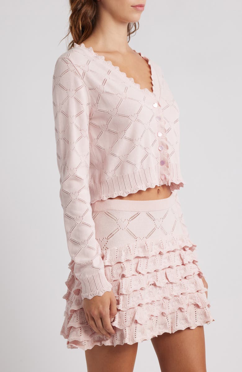 LoveShackFancy Petra Crop Cardigan, Alternate, color, Velour Pink